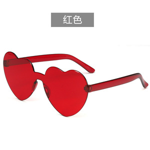 Lunettes de <span class=keywords><strong>soleil</strong></span> tendance rétro FanYue 2022, couleur bonbon, orange, bleu clair, forme de cœur, UV375, sans monture, <span class=keywords><strong>pas</strong></span> <span class=keywords><strong>cher</strong></span>, vente en gros, sport, unisexe - Product Image 2