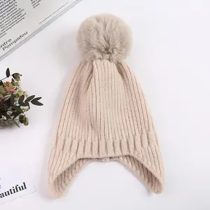 WD-A256 Toddler Mùa Đông Hat Với Earflap Khăn Mui Xe Dày Ấm Trẻ Em Skull Cap Cho Bé Gái Chàng Trai