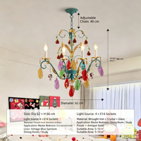 Suspension LED Dimmable en Fer et Verre, Style Feng Shui d'Asie du Sud-Est, pour Chambre d'Enfant, Design Artistique Créatif, Inspiré de la Dopamine, Style Français