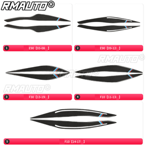 RMAUTO 2 pièces, autocollants de garniture pour phares en fibre de carbone véritable, kit carrosserie pour BMW E90 F30 F10, accessoires de voiture - Product Image 5
