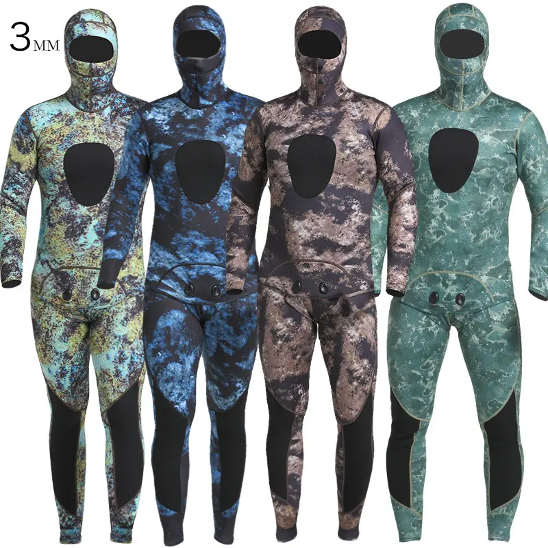 New Design Unisex Waterproof 3Mm Long Sleeve Full Body Spearfishing Camo Swim Suit Zip Back Neoprene Wetsuit Swimsuits