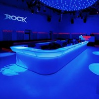 Comptoir de pub en forme de U Design moderne translucide Corian Led Night Club Bar Counter