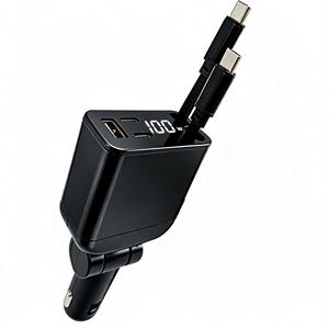 Adaptador de coche STW 100W PD 3.0 5 en 1 con pantalla LED, carga rápida universal 5 en 1, cargador de coche retráctil. - Product Image 1