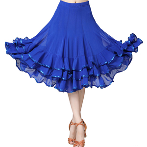 <span class=keywords><strong>Falda</strong></span> de baile <span class=keywords><strong>flamenco</strong></span> Latino para mujer, <span class=keywords><strong>falda</strong></span> de baile de salón elegante para mujer, <span class=keywords><strong>falda</strong></span> de actuación de práctica con dobladillo con volantes y columpio grande - Product Image 4