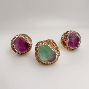 Doğal ham Druzy ametist yüzük taş takı şubat Birthstone taş <span class=keywords><strong>Boho</strong></span> erkek yüzük Minimalist bildirimi altın manşet yüzük erkekler - Product Image 3
