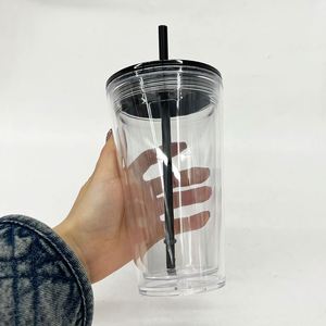25pack Custom logo BPA Free Pre Drilled Snow Globe Glitter 16oz Plastic Acrylic clear <b>Cups</b> <b>with</b> Colored <b>Lids</b> and Straws - Product Image 4