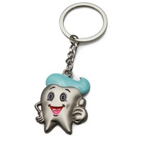 Mode métal Impression plateau dentiste cadeau porte-clés alliage argent clinique dentaire pince miroir pièce à main Mini outil porte-clés