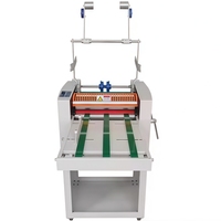 Machine à plastifier manuelle à alimentation par convoyeur, double face, chaud/froid, anti-ondulation, avec enrouleur, pour papier autocollant A3+ argenté