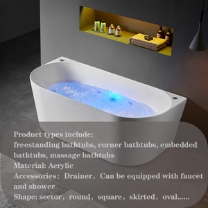 Freestanding Deep Soaking Bathtub <b>Acrylic</b> <b>White</b> Rectangular Custom Wholesale Hotel Project Commercial Apartment Bathroom - Product Image 2