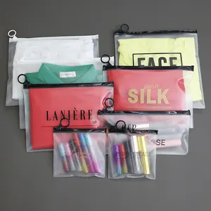 Bolsa de pvc con cierre de cremallera para embalaje de joyería, bolsa de embalaje con logotipo personalizado, tamaño pequeño, mediano y grande, reutilizable, esmerilado