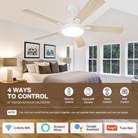 Ventilateur de plafond de climatisation à LED dimmable avec éclairage 4 façons de contrôler l'option 6/10 Downrod Ventilateurs en contreplaqué pour la décoration intérieure