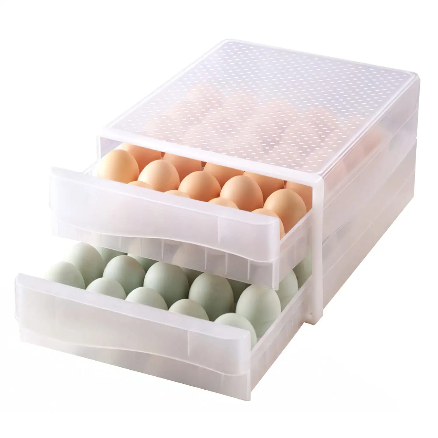 60 그리드 대용량 스토리지 컨테이너 스택 더블 레이어 계란 저장 상자 플라스틱 계란 홀더 홈 주방