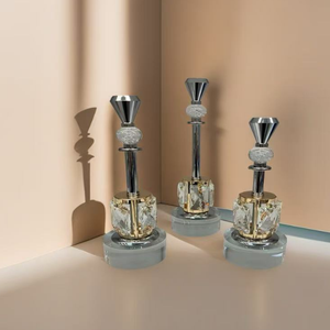 Elegant <strong>Silver</strong> Metal <strong>Candlestick</strong> with Crystal Holder Wedding Table Centerpiece and Home Decoration for Easter - Product Image 2