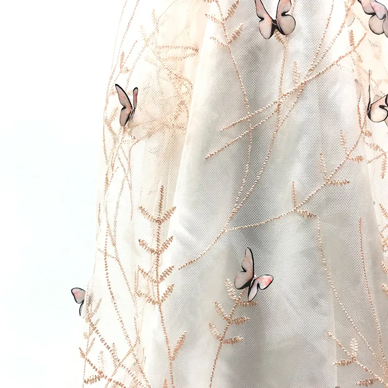 Маленькое цветочное водорастворимое кружевное вышитое платье Hanfu ткань металлическая проволока блестящая вышивка сетчатая ткань