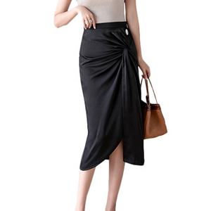 Cheaps Asymmetrical Twist Ruched Wrap Midi Stretch Bodycon Party <b>Skirt</b> Ladies - Product Image 1
