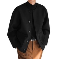 Blouson Bomber Décontracté Coréen Double Face à Boutonnage Simple, Coupe Ample Sans Col, Collection Automne/Hiver 2026