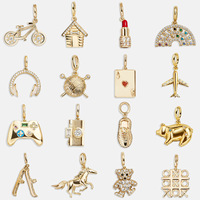 Porte-clés en acier inoxydable avec zircon, série tendance lifestyle, breloques pour sac DIY, accessoires plaqués or 18 carats, chaîne de fête à chaîne modulable