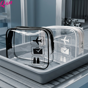 Trousse de toilette de voyage transparente portable avec logo personnalisé sac de rangement pour cosmétiques en PVC hautement translucide - Product Image 1