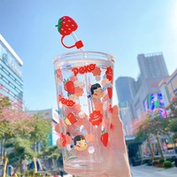 Gobelet en verre rond transparent de 200 ml et 450 ml avec bouchon et gravure acide, personnalisable avec logo, pour eau et jus, vente en gros