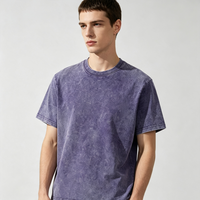T-shirt surdimensionné personnalisé MT2216, style vintage, épaules tombantes, en coton délavé à l'acide, pour impression, effet délavé à la pierre, pour homme