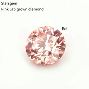 starsgem good quality synthetic wholesale cvd round brilliant cut 2~3ct pink lab grown diamond for sale