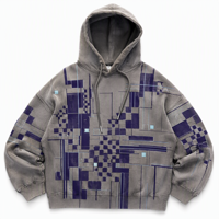 Sweat à capuche graphique Prisme Géométrique Original Gris Froid Unisexe Streetwear 100% Polaire Polyester Personnalisation ODM pour la Vente en Gros