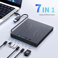 Lecteur Blu-ray externe 7-en-1 prenant en charge les disques 100G R/W, graveur portable BD DVD CD avec USB 3.0 Type-C 3D Blu-ray