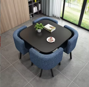 Meubles de salle à manger en vente chaude d'usine, plateau de table carré en MDF avec pieds en métal, 1 table et <span class=keywords><strong>4</strong></span> <span class=keywords><strong>chaises</strong></span> pour la cuisine, ensemble de table à manger - Product Image 5