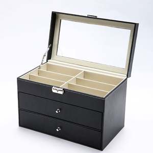 Caja Organizadora de Gafas de Cuero PU de Tres Capas con 18 Compartimentos para Exhibición de Lentes de Sol y Gafas - Product Image 5