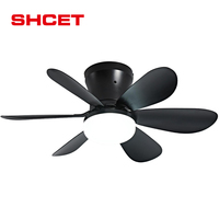 Ventilateur de plafond LED moderne avec 6 pales, source LED E27, silencieux, pales amovibles, design droit