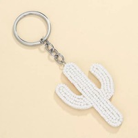 Perle de rocaille faite à la main Cactus pendentif porte-clés perle fine porte-clés pour sac voiture breloque accessoires porte-clés promotionnels mousquetons