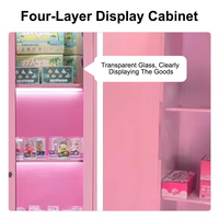 Distributeur Automatique Extérieur avec Éclairage Ambiant, en Métal Acier, Écran Tactile, Monnayeur, Billettique et Lecteur de Carte Bancaire, Modèle Lucky Box Rose
