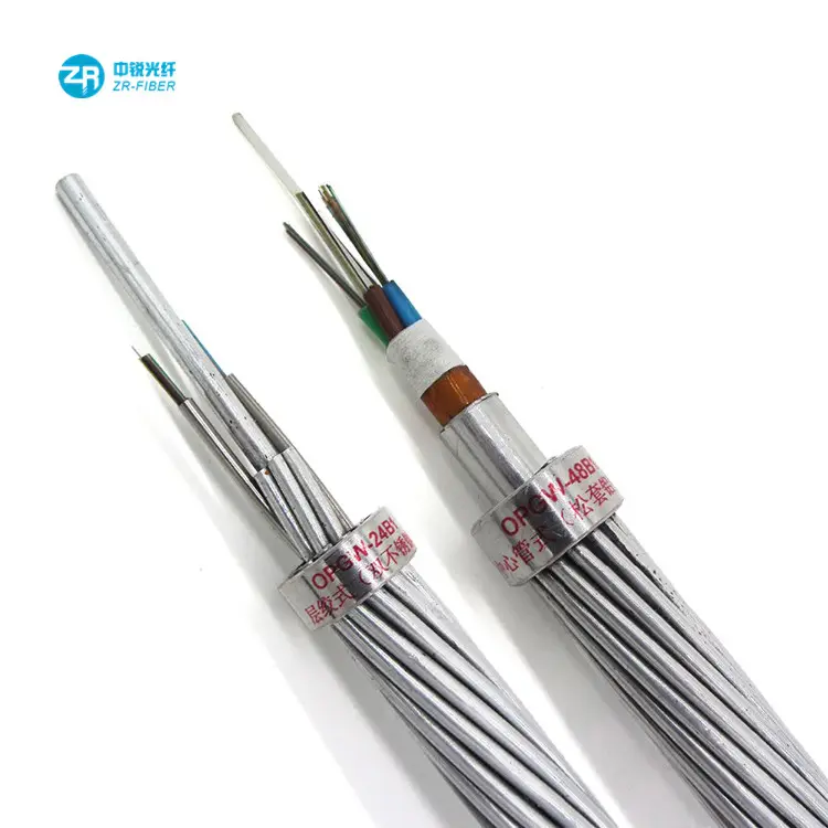 Opgw-Kabel für Telekommunikation kommunikation 60 mm2 Freileitung kabel 12 24 48 96-adriges G655-Opgw-Verbund-Glasfaserkabel