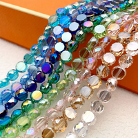 Perles en verre cristal électroplaqué multi-tailles, forme disque pièce de monnaie, facettées, pour la fabrication de bracelets DIY, vente en gros