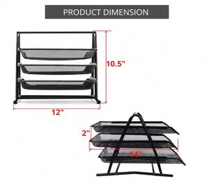 Office Supplies 3 Tier Tray Metal Mesh Document Rack <b>File</b> Holder Letter Tray - Product Image 4