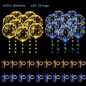 빛나는 LED 보보 풍선 조명 깜박이는 거품 투명 풍선 다채로운 조명 빛나는 용품 웨딩 파티 장식