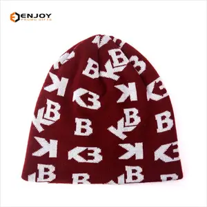 Keep Warm Custom Made Jacquard Logo Acrylic Knitted Beanie