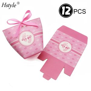 Hstyle 12 piezas Baby Shower tema papel caramelo tratar bolsa cumpleaños fiesta decoración bebé niño o niña género revelar fiesta Favor bolsas - Product Image 4
