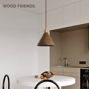 Loft Oak Darkwalnut Wood Hanging Lamp With E27 Bulb Vintage Retro Pendant Lamp