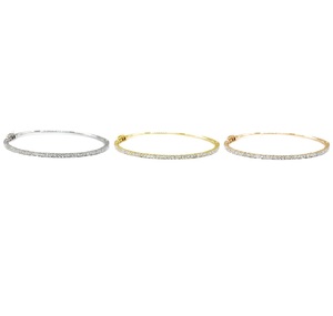 China Extraordinary Noble Design Love Series <b>Solid</b> <b>Gold</b> 14k White <b>Gold</b> 100% Natural Round Diamond Fine Slim <b>Bangle</b> for Women - Product Image 4