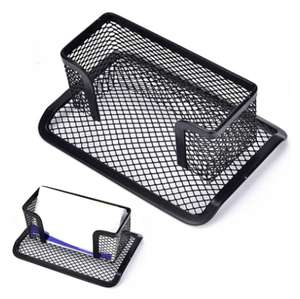 Metal Mesh Business Card Holder for Office Desk Name Card Collection <b>Organizer</b> Supplies Storage Case Display Stand Black - Product Image 1