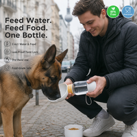 Bol d'eau et récipient pour nourriture pour chien portable 2 en 1, bouteille d'alimentation pour animaux de compagnie, anti-fuite, avec verrouillage par torsion, pour le camping en plein air et les voyages, 600 ml