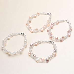 สร้อยข้อมือไข่มุกน้ำจืดทำมือขนาด 5 มม. สำหรับผู้หญิง จากร้านขายเครื่องประดับถักทอจูจี้ ขายส่ง ไข่มุกทรงเมตร ยี่ห้อเหวินฉือ - Product Image 1