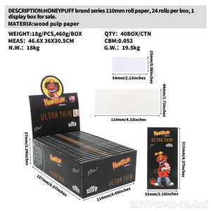 Honeypuff New Design Square White 110mm Kingsize Rolling Paper With Filter Tips - Product Image 6