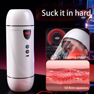 Çift Başlı Erkek Elektrikli Cep Mastürbatörü, Vajina ve Ağız Şeklinde Titreşimli Silikon Sayımlı Isıtmalı Mastürbasyon Kupası (Erkekler için) - Product Image 2