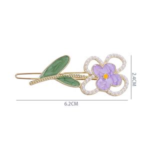 Женские летние заколки для волос, жемчужная заколка-лягушка с цветком, аксессуар для волос из металла и горного хрусталя, Прямая продажа с завода - Product Image 3