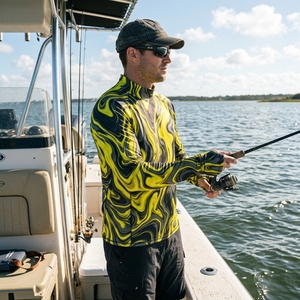 Camouflage <b>Long</b> <b>Sleeve</b> Fishing <b>Shirt</b> <b>Raglan</b> Mock Neck Slim Fit Lightweight <b>T</b>-<b>Shirt</b> UPF 50+ Fishing wear <b>shirts</b> customized design - Product Image 6