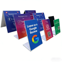 Soporte de Mesa Acrílico NFC Personalizable con Pantalla Táctil a Color y Código QR para Reseñas de Google, Menús de Restaurantes y Seguimiento en Redes Sociales