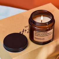 Bougie parfumée sans flamme en cire de soja, personnalisable, petite bouteille en verre marron, ornement décoratif pour la maison, coffret cadeau Diwali Pâques, vente en gros