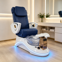 Fauteuil de pédicure de luxe, station de pédicure spa, fauteuil de massage des pieds inclinable électrique avec bol en verre et lumière LED pour salon de beauté des ongles